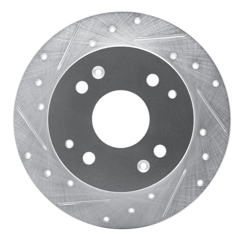 Acura CL Brake Rotor (1) - Rear Left - R1 Concepts - Drilled & Slotted - Silver - `98-`02